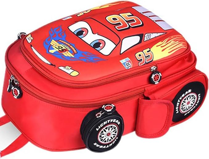 Kid Toddler Boys Girls Backpack Waterproof Cartoon Truck Car Child Snack School Bag Kindergarten Backpack (Red)-CubbioJoy