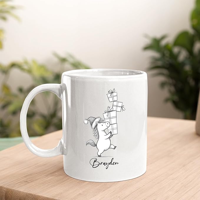 Awesome Horse Coffee Mug Gift for Horses Lovers Brother Sister Birthday Christmas, Personalized Horses Accent Teacup, Customized Name Horse Ceramic Mug 11Oz 15Oz, Cute Animal White Cup Gift For Kids-CubbioJoy