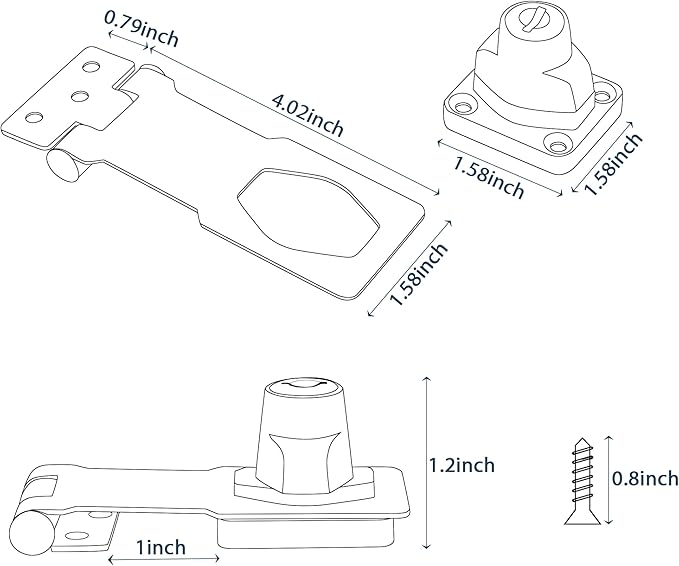 Alise Keyed Hasp Lock,4 Inch Safety Packlock Clasp Hasps Latch,Black Door Hinge Lock with Keys Keyed Locking Hasps for Cabinet,Closet,Drawer, Barn,Fence,Garage Doors-CubbioJoy