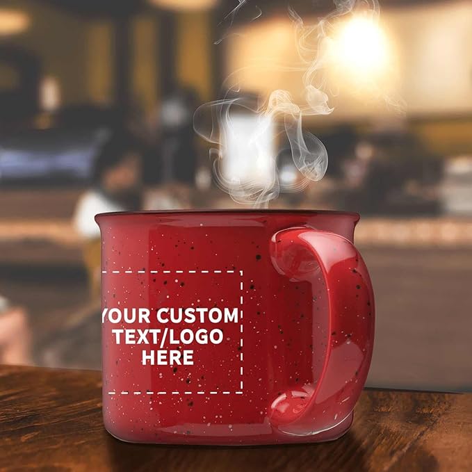 DISCOUNT PROMOS Custom Ceramic Campfire Coffee Mugs 13 oz. Set of 100, Personalized Bulk Pack - Perfect for Tea, Espresso, Cappuccino, Hot Cocoa - Red-CubbioJoy