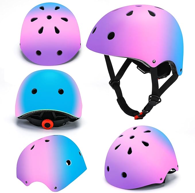 Color Gradient Adjustable Kids Bike Helmet Toddler Skateboard Helmets Boys Girls Child Ventilation Helmet for Multi-Sports Skating Cycling Scooter Balance-CubbioJoy