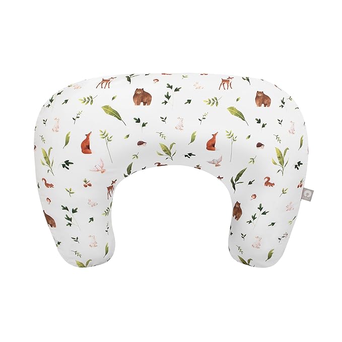 Boppy Nursing Pillow - Ergonomic Bottle & Breastfeeding Pillow with High, Firm, Large Area, Water-Repellent Cushion with Washable Cover; Baby Safety Alliance Verified - Neutral Plants and Animals-CubbioJoy