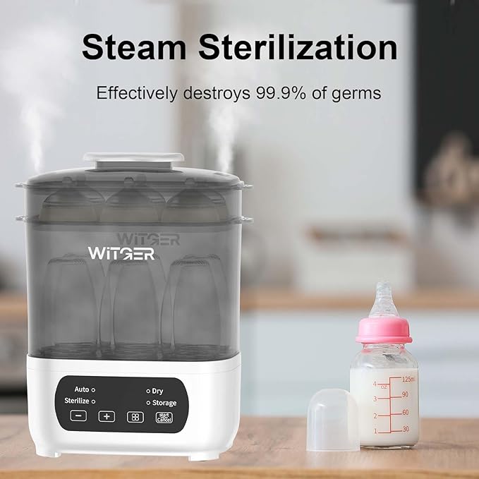 Baby Bottle Sterilizer and Dryer, Electric Steam Sterilizer for Baby Bottles, Pacifiers, and More, with Digital Controls.-CubbioJoy
