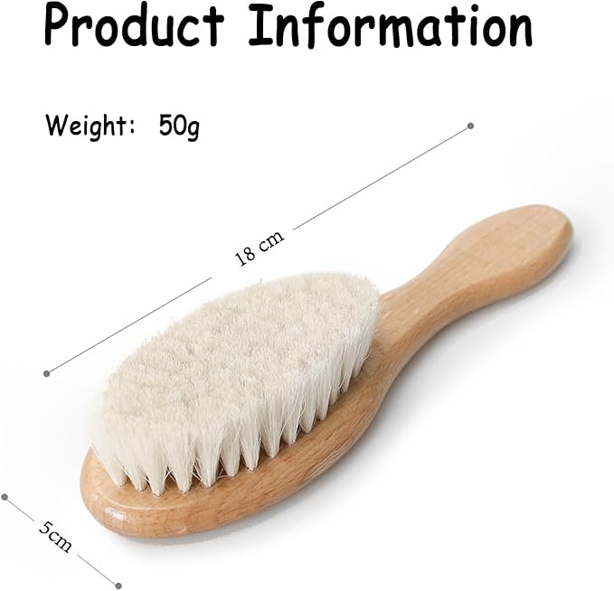 BoAn Wooden Baby Hair Brush,Natural Soft Goat Bristles,Cradle Cap Brush for Newborns & Toddlers,Perfect Scalp Grooming Product for Infant-CubbioJoy