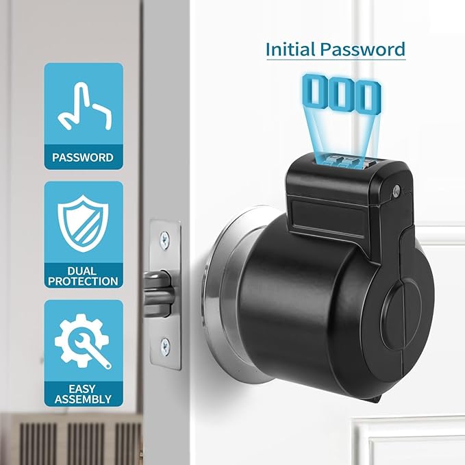 Door Knob Lock Combination Out Device Cover to The Doorknob/Faucet/Water Valve Hose Lock, Temporary Door Handle Combination Lock, Prevents Turning of Door Knob and Access to Keyhole-CubbioJoy