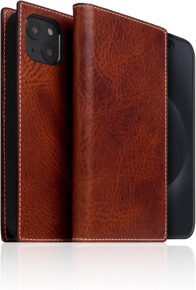 D7 Italian Wax Leather Wallet Case for iPhone 15 - [2-in-1] Handcrafted Detachable Diary Style with Magnetic MagSafe Back Cover, Gift Box Included (Brown)-CubbioJoy