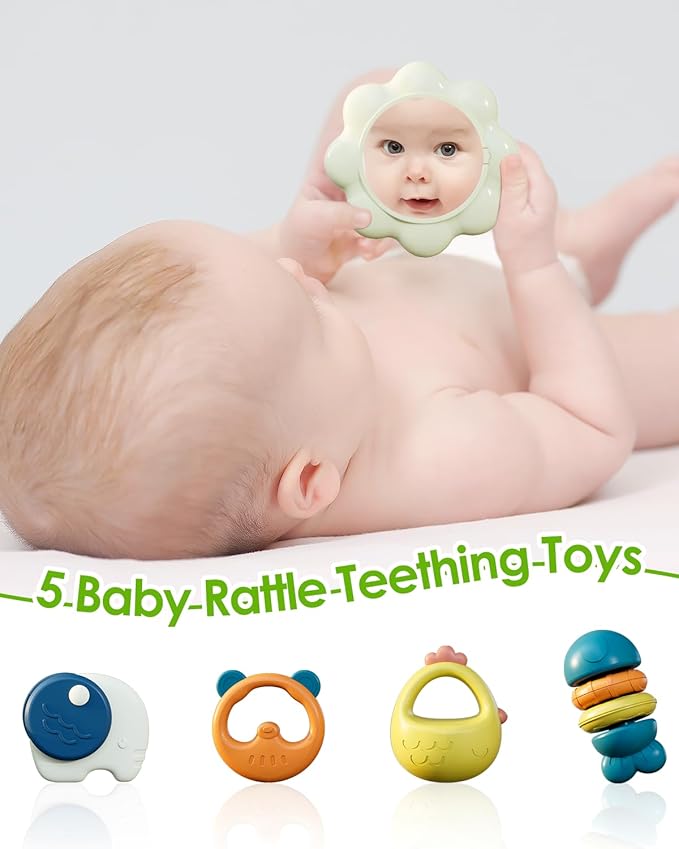 dearlomum Baby Play Mat Gym, Funny Play Piano Tummy Time Activity Mat with 5 Infant Sensory Toys, Music and Lights, Boy & Girl Gifts for Newborns 0 to 3 6 9 12 Months (Green)-CubbioJoy