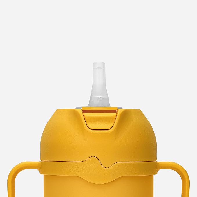 Comotomo Toddler Tumbler 8oz Insulated Sippy Cup with Silicone Straw and Spout, Yellow (Yellow)-CubbioJoy