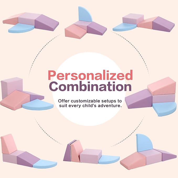 Climbing Foam Blocks for Toddlers: PU Leather Foam Blocks for Kids Active Play - Toddler Climbing Toys Indoor - Durable Playground Gym Preschool Toddler Toys for Boys and Girls (Purple/Pink)-CubbioJoy