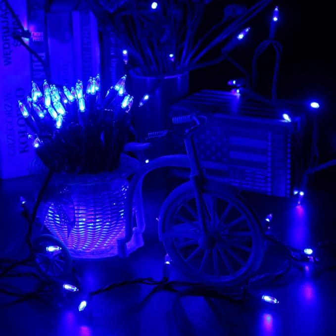 Brizled Blue Christmas Lights, 33ft 100 LED Christmas String Lights, 120V UL Certified Plug-in Xmas Tree Light Connectable Mini Xmas Light Waterproof for Home Party Wedding Indoor Outdoor Decorations-CubbioJoy