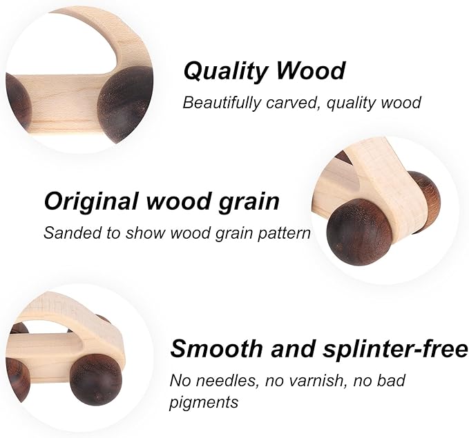 BOXOB Wooden Toys Cars, VehicleToy for Fine Motor Skill Development Wood Baby Push Race Car for Kids Toddlers Baby Boy Girl Birthday Nursery Decor Gift (Color 2)-CubbioJoy