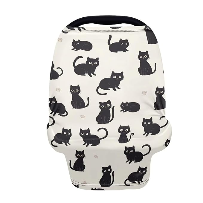 Binienty Cozy Car Seat Covers for Baby Boys Girls,Cartoon Cat Stretchy Infants Carseat Canopies Breathable Soft Infants Stroller Cover Baby Shower Gifts-CubbioJoy