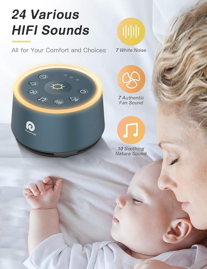 Dreamegg D1 Sound Machine - White Noise Machine with Baby Night Light for Sleeping, High Fidelity Sounds, Timer & Memory Feature, Sound Machine for Baby Adults, Home, Office, Travel (Navy Blue)-CubbioJoy