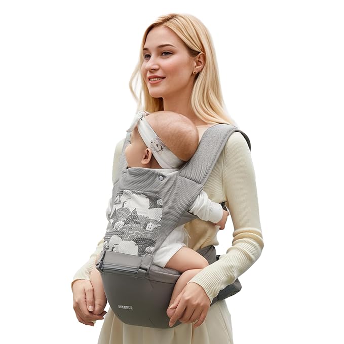 Baby Carrier with Hip Seat, SEEDNUR 6-in-1 Baby Carrier Newborn to Toddler, Ergonomic & Lightweight Toddler Carrier, Adjustable Baby Holder Carrier to Hands-Free Perfect for Travel and Shopping-CubbioJoy