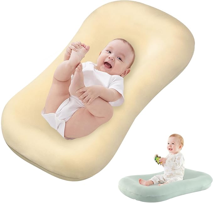Baby Lounger Pillow, Infant Lounger for 0-24 Months, Soft Cotton and Portable Baby Lounger for Home (Yellow)-CubbioJoy