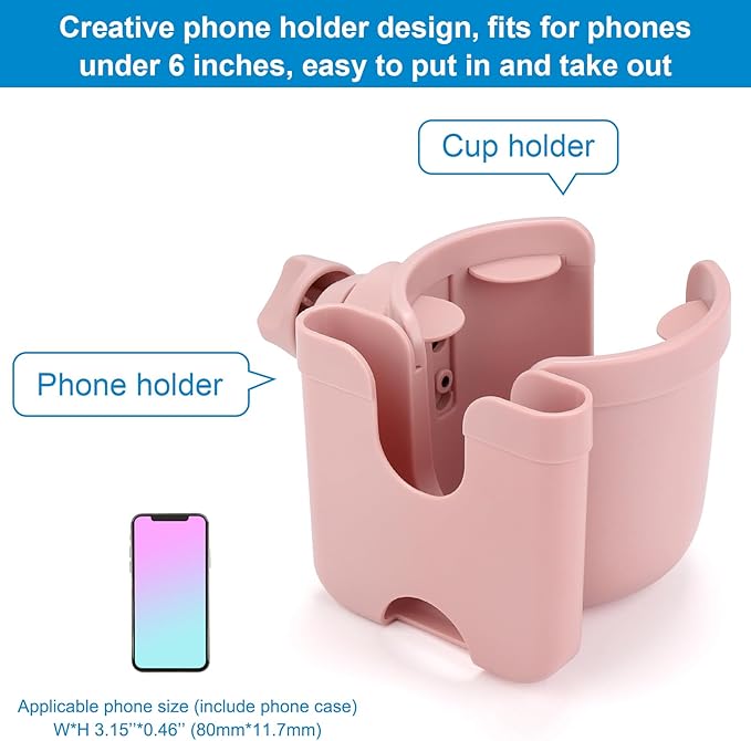 Accmor Stroller Cup Holder with Phone Holder, Bike Cup Holder, Universal Cup Holder for Uppababy Nuna Doona Strollers, 2-in-1 Cup Phone Holder for Stroller, Bike, Wheelchair, Walker, Scooter-CubbioJoy