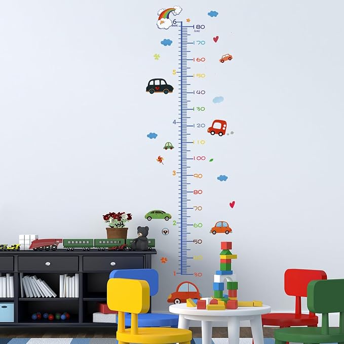 Cartoon Car Self-adheve Vinyl Nursery Wall Decal Baby Growth Chart Sticker for Bedroom Play Room-CubbioJoy
