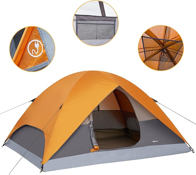 Amazon Basics Camping Tent, 3-Season Dome Design with Rainfly-CubbioJoy