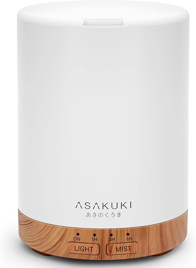 ASAKUKI 300ML Essential Oil Diffuser, Quiet 5-in-1 Premium Humidifier, Home Fragrance Aroma Diffuser with 7 LED Color Changing Light and Auto-Off Switch -Light Brown-CubbioJoy
