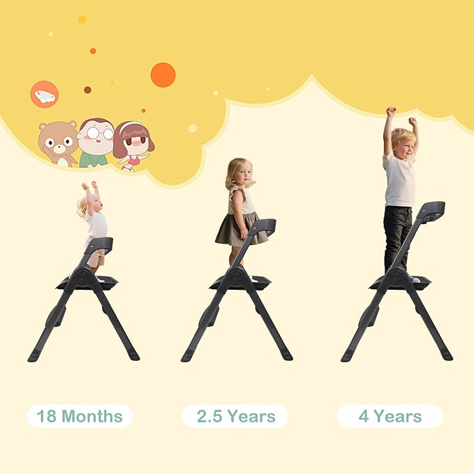 6-in-1 Baby High Chair, Convertible Highchair for Babies to Toddlers, Step Stool for Dining Time, Foldable & Easy Clean, Space-Saving Design, Adjustable, Navy Blue-CubbioJoy