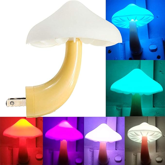 AUSAYE Sensor LED Night Light Plug in Lamp Mushroom Night Light 7-Color Changing Magic Pretty Mushroom-Shaped Night Lights for Adults Kids NightLight-CubbioJoy