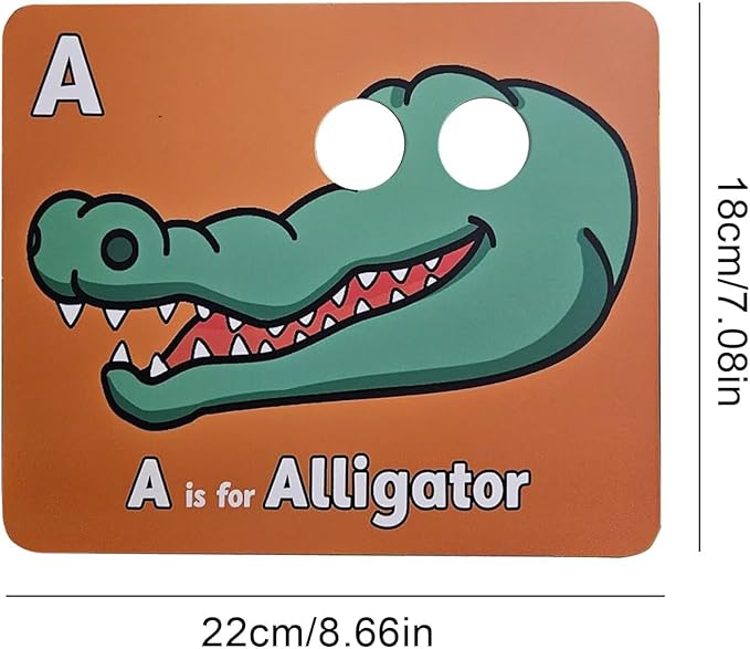 Alphabet ABC Flash Cards with Animal Masks, 26 Pcs Animal mask Alphabet Cards, Interactive Education Games, Learn Letters, English Phrases(Colorful)-CubbioJoy