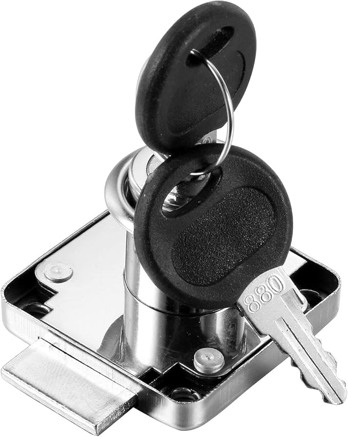 4 Pack Cabinet Drawer Locks with Keys, Keyed Alike Furniture Locker Lock, 3/4" 20mm Cylinder Cam Drawer Locks Chrome-Finish Zinc Alloy, Security cam Drawer Lock for Wardrobe Dresser Mailbox-CubbioJoy