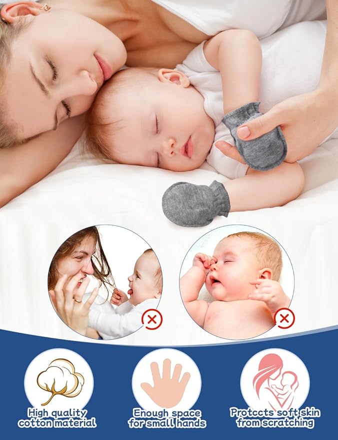 Cute Baby Mittens Newborn, No Scratch Baby Boy Mittens, Baby Girl Hat Gloves for Toddlers, Infant, Newborn-CubbioJoy
