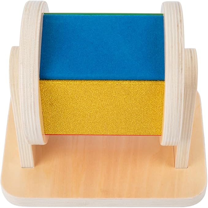 Adena Montessori Spinning Drum Baby Toys,Montessori Toys for Babies 6-12 Months Toddlers,Wooden Spinning Rainbow with Multiple Materials Baby Christmas Toys for Boy and Girls Gift(Medium-size Texture)-CubbioJoy