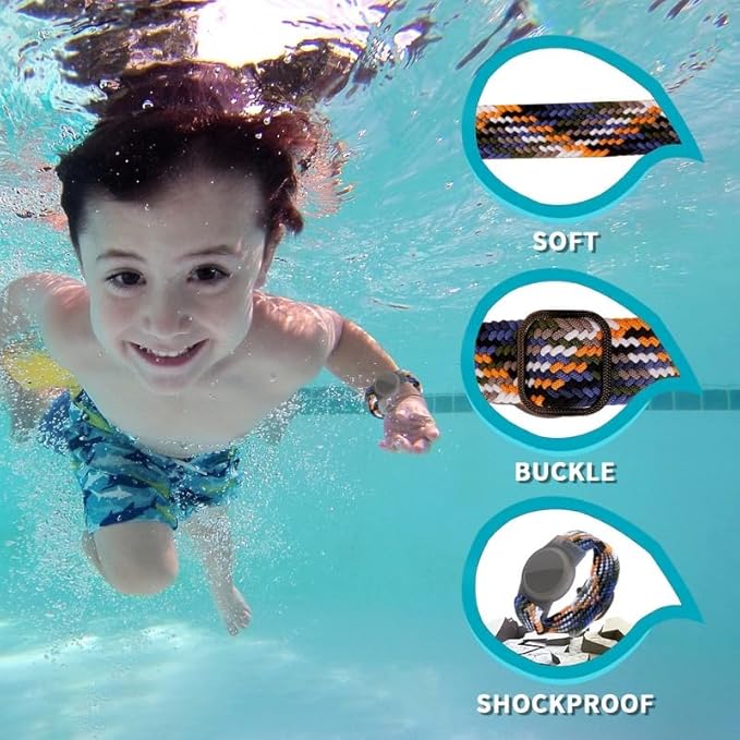 2 Pack Kids Bracelet Compatible with AirTag, GPS Kid Tracker Holder Braided Wristband for Apple Air Tag, 2022 Upgraded Nylon Adjustable Anti Lost Airtag Watch Band for Kids Children Elders-CubbioJoy