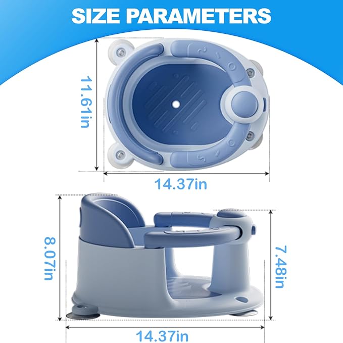 Baby Bath Seat, Baby Bath Seat for 6 Months & Up, Baby Bathtub Seat with Secure Suction Cups, Non-Slip Infant Bath Seat,Blue-CubbioJoy