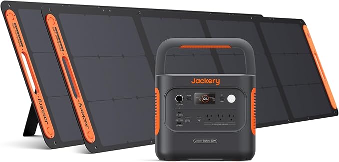 Jackery Solar Generator 2000 v2 with 2x200W Solar Panels, 2042Wh/2200W LiFePo4 Portable Power Station, 20ms UPS Home Backup, USB-C PD 100W Fast Charging for Power Outages, Emergencies, Camping & RVing-CubbioJoy