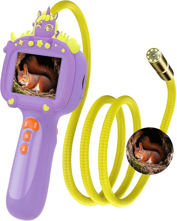 Borescope Snake Camera Endoscope with Light & Flexible Tube for Kids - Educational STEM Science Toy for Boys & Girls Ages 3-10, Birthday for Nature Exploration - Purple-CubbioJoy