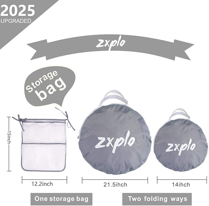 Baby Safety Crib Tent Infant Pop up Mosquito Net Nursery Bed Canopy Netting Cover - Keep Baby from Climbing Out with Hanging Diaper Storage Bag (Gray)-CubbioJoy