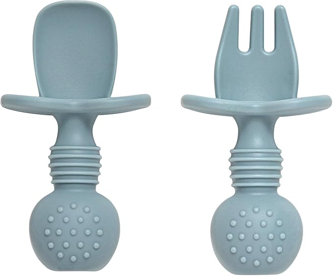 Baby Spoons and Forks Feeding Set, 6 Pack Silicone First Stage Self Feeding Toddler Utensils, BPA Free, Baby Led Weaning Supplies for Training Spoons-CubbioJoy