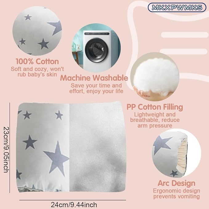 Cozy Cradle Pillow, Cozy Cradle Arm Pillow, Baby Nursing Pillow Head Support Pillow for Breastfeeding Bottle Feeding (Gray Pinstripes)-CubbioJoy