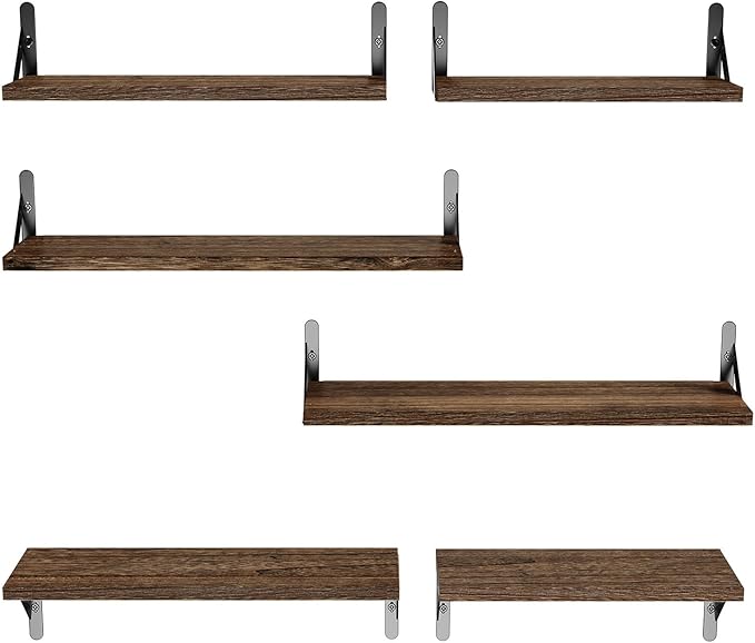 AMADA HOMEFURNISHING Long Wall Shelves, Rustic Farmhouse Floating Shelves for Bedroom, Bathroom & Living Room, Brown-CubbioJoy