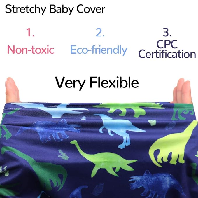 Baby Car Seat Cover, Multi- use Nursing Cover for Breastfeeding, Carseat Cover Boys, Dinosaur Baby Shower Stuff for Newborn, Soft Breathable-CubbioJoy