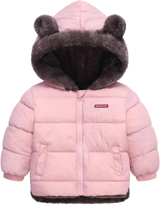 Infant Baby Winter Coat Bear Hooded Jacket Warm Fleece Snowsuit Windproof Outerwear for Toddler Boy Girl 9M-4T-CubbioJoy