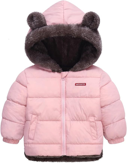 Infant Baby Winter Coat Bear Hooded Jacket Warm Fleece Snowsuit Windproof Outerwear for Toddler Boy Girl 9M-4T-CubbioJoy