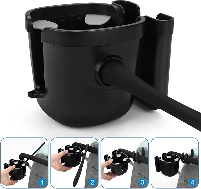 Accmor Stroller Cup Holder, Universal Cup Holder with Silicone Gooseneck Arm, Bike Cup Holder, 360° Rotatable Large Caliber Drinks Holder for Stroller, Bike, Wheelchair, Walker-CubbioJoy