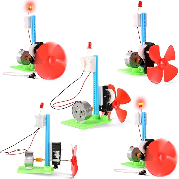 5 Bulk STEM Generator Kits for Kids, DC Motor Science Experiments, Engineering Building Projects Activities STEAM Toys, Class Educational Learning Classroom Activity, Free Energy Hand Generators Kit-CubbioJoy