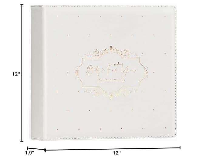 Keepsake Baby Memory Book Girl Boy – Timeless Leather-Bound Baby Milestone Book – Baby Book Keepsake Record First 5 Years – Gender Neutral Baby Scrapbook Album Baby Album Journal Registry Search Gift-CubbioJoy