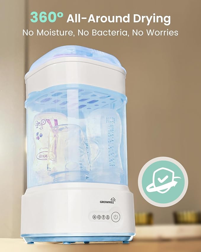 Bottle Sterilizer and Dryer, Compact Electric Steam Baby Bottle Sterilizer (Esterilizador de Biberones), Bottle Sanitizer for Baby Bottles, Pacifiers, Pump Parts Blue-CubbioJoy