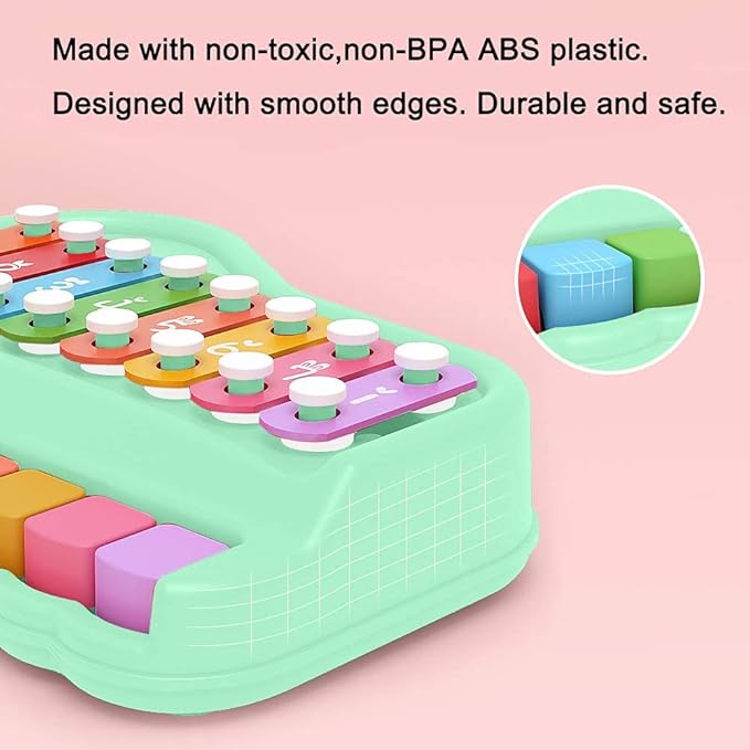 2 in 1 Baby Piano Xylophone for Toddlers 1-3 Years Old, 8 Multicolored Key Keyboard Baby Xylophone Piano, Preschool Educational Musical Learning Instruments Toy for Baby Kids Girls Boys-CubbioJoy