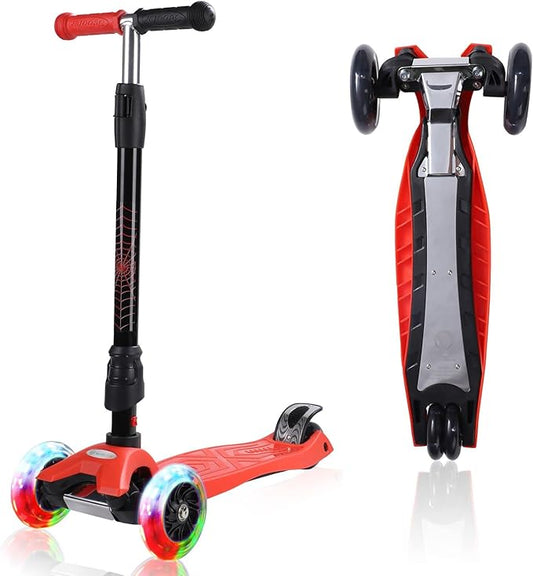 3 Wheel Scooter for Kids Ages 6-12,Kids Scooter with Light Up Wheels, Sturdy Deck Design, and 4 Height Adjustable Suitable for Kid Ages 3-12-CubbioJoy