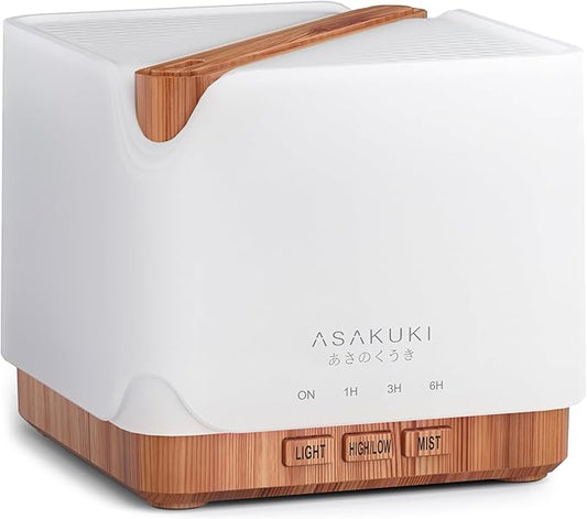 ASAKUKI 700 ml Premium Essential Oil Diffuser, 5 in 1 Ultrasonic Aromatherapy Fragrant Oil Vaporizer Humidifier, Timer and Auto-Off Safety Switch, 7 LED Light Colors-CubbioJoy