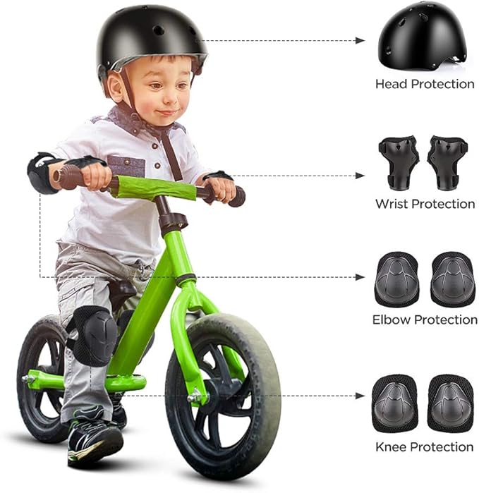 DaCool Kids Bike Helmet Set Skateboard Knee Pads - Kids Helmet Elbow Pads Wrist Guards Adjustable for 3~10yrs Girl Boy Kids Protective Gear Set for Sport Cycling Bike Roller Skating Scooter-CubbioJoy
