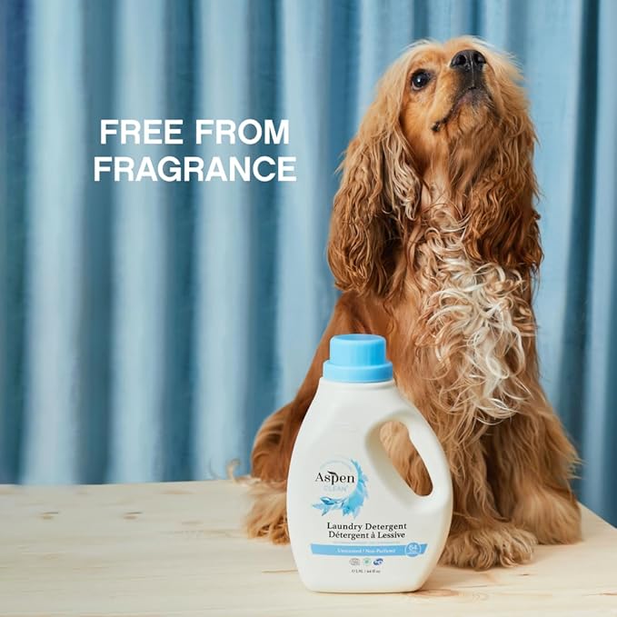 AspenClean Natural Laundry Detergent Unscented - 100% Natural, Organic, HE Liquid Laundry Detergent- Vegan, Non-Bio, Cruelty-Free, Biodegradable - Safe for Babies, Pets & Kids - EWG Certified (2 pack)-CubbioJoy