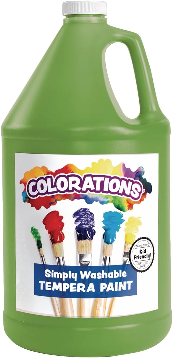 Colorations Paraben-Free Washable Tempera Paint for Kids - 1 Gallon Value Size, Vibrant Green. Non-Toxic and Made in the USA, Classroom Must Haves, Bulk Arts and Crafts Supplies-CubbioJoy